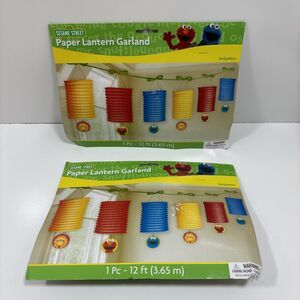 Sesame Street Birthday Decor‎ Paper Lantern Garland 2011 Lot Of 2 Elmo Big Bird
